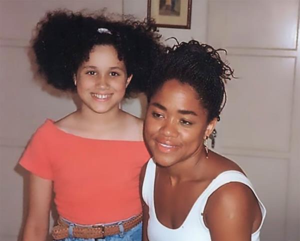 A childhood image of Markle with her mother featured in the docuseries.