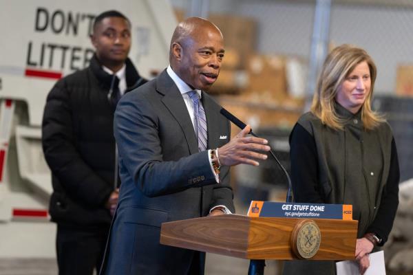 New York City Mayor Eric Adams signs four pieces of legislation to fight rats and build a cleaner city in lower Manhattan, New York on Friday, November 18, 2022.