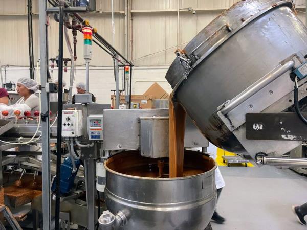 Caramel is prepared in large quantities during the busy fall season at Affy Tapple's production facility in Niles. 