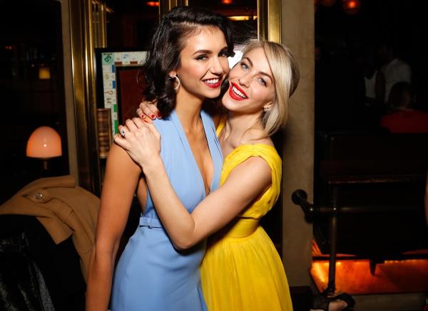 nina dobrev and julianne hough embracing