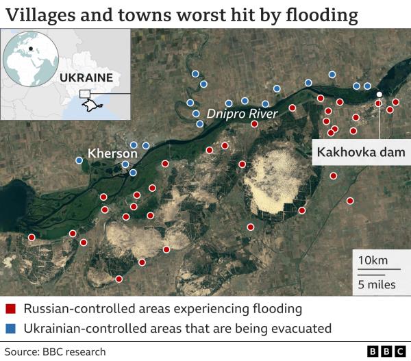 Map showing wher<em></em>e the worst hit towns and villages are