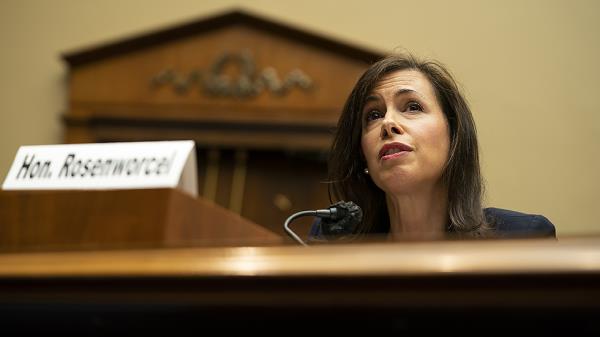 Jessica Rosenworcel, Chairwoman of the Federal Communications Commission, gives an opening statement during a Subcommittee on Communications and Technology hearing to discuss oversight of the FCC on Thursday, March 31, 2022.