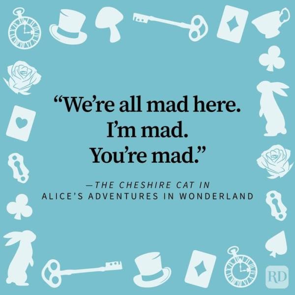 Funny Alice In Wo<em></em>nderland Quote on a blue background