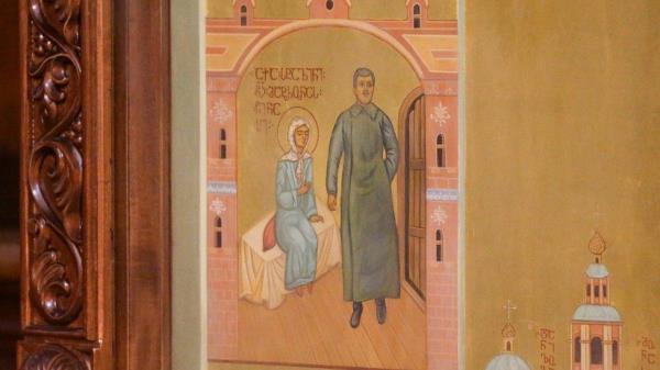 An icon of Stalin and St Matrona