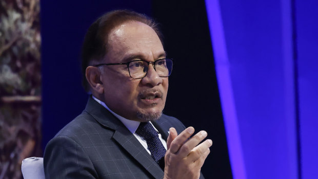 Malaysian Prime Minister Anwar Ibrahim speaks during an appearance at the Asia-Pacific Eco<em></em>nomic Cooperation summit in San Francisco a fortnight ago.