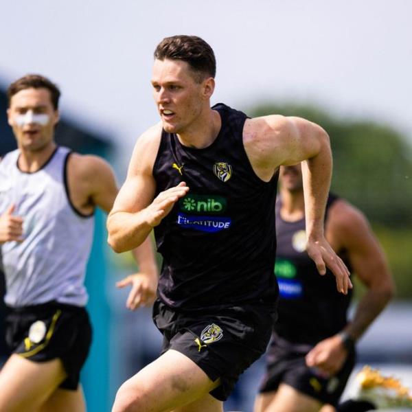 Former Hawthorn key forward Jacob Koschitzke has impressed defender Nathan Broad with his aerobic capacity during pre-season training. Richmond FC