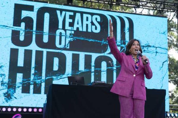 Vice President Kamala Harris speaks at a 50th anniversary celebration of hip-hop at the Vice President's residence, Saturday, Sept. 9, 2023, in Washington. (AP Photo/Manuel Balce Ceneta)