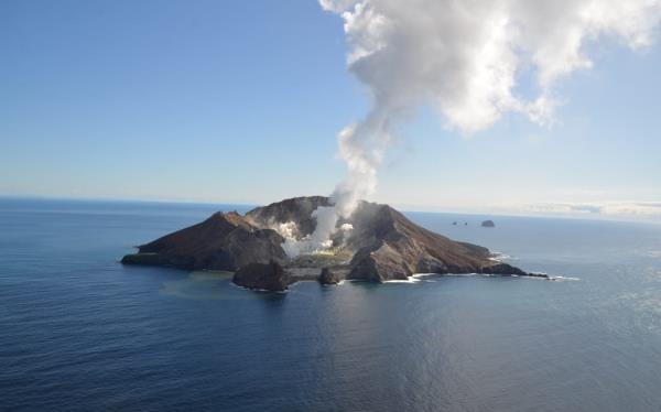 View of Whakaari / White Island from a mo<em></em>nitoring flight on 31 August, 2022.