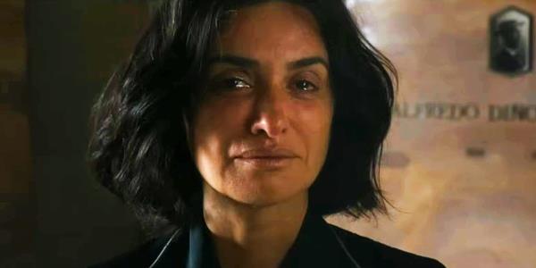 Penelope Cruz as Laura tearing up in Ferrari