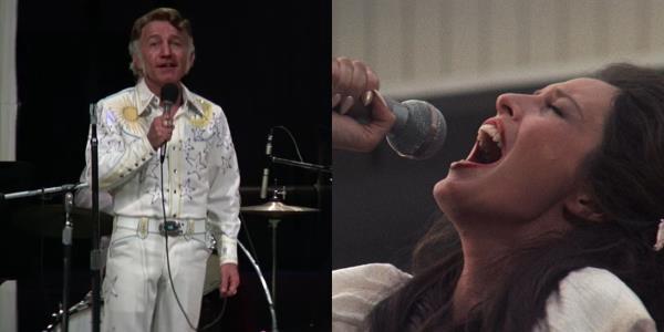 Split image of country singers performing in Robert Altman's Nashville