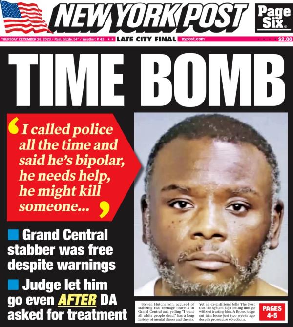 The NY Post front page headline reads 