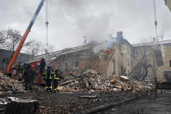 In this photo provided by the Ihor Moroz, Head of the Do<em></em>netsk Regio<em></em>nal Military Administration, rescuers work at the scene of a building damaged by shelling, in Novogrodivka, Ukraine, Thursday, Nov. 30, 2023. (Ihor Moroz, Head of the Do<em></em>netsk Regio<em></em>nal Military Administration via AP)