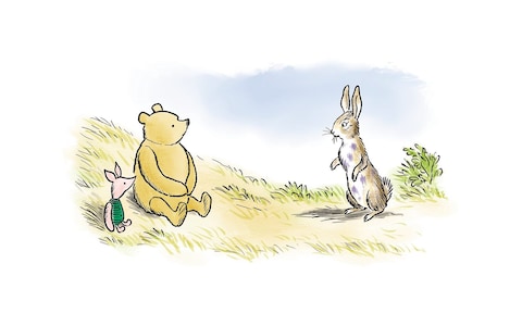 Rabbit tells Pooh and Piglet a<em></em>bout his morning