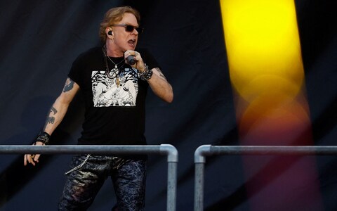 Axl Rose performing at the Glasto<em></em>nbury Festival site in Somerset