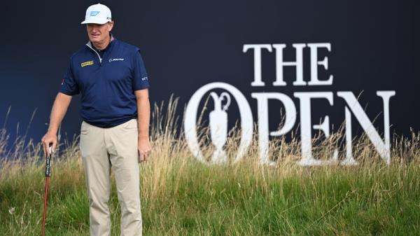 Two-time champion Ernie Els in action during the first round of the Open