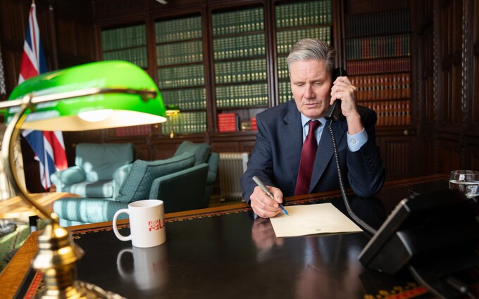 Sir Keir Starmer speaking to Anto<em></em>nio Costa, Portugal's prime minister, on Tuesday