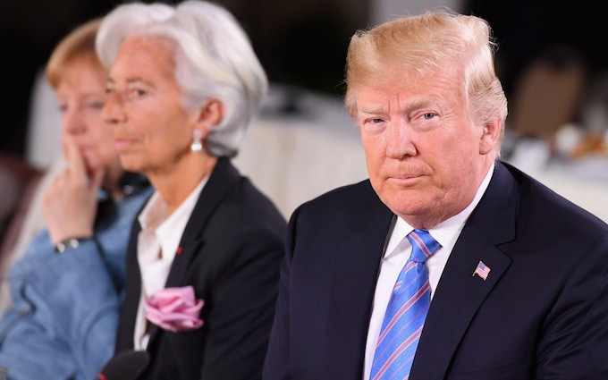 Christine Lagarde and former US president Do<em></em>nald Trump during the Gender Equality Advisory Council