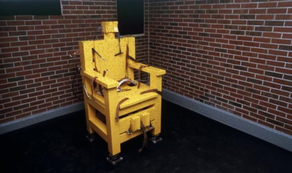 The electric chair at Holman Prison in Atmore, Alabama, USA. This electric chair will be used to execute priso<em></em>ner John Louis Evan. | Location: Atmore, Alabama, USA.