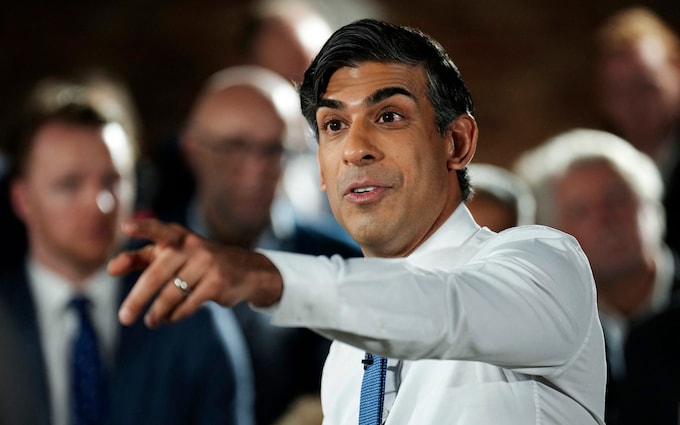 Rishi Sunak talks to an audience during a 'PM Connect' event in Accrington, Lancashire