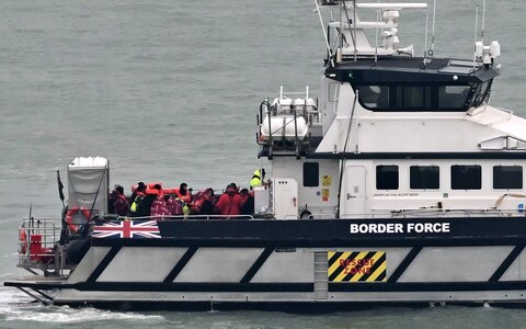 UK Border Force vessel carrying migrants picked up in the English Channel returns to the marina in Dover