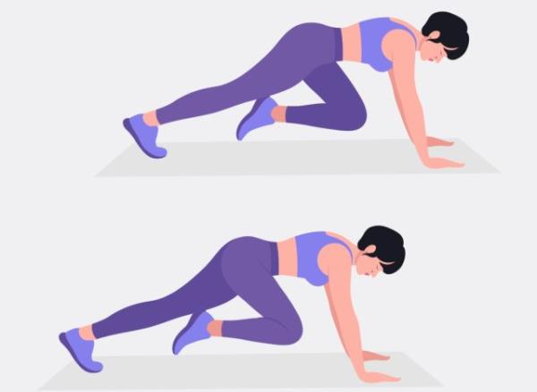 mountain climbers exercise, co<em></em>ncept of floor workouts to melt belly fat