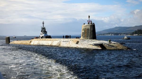 The Vanguard submarine as it arrives back at the Clyde Naval ba<em></em>se (file photo). Pic: LPhot Bill Spurr/MoD/Crown Copyright/PA