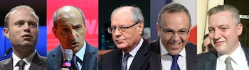 Officials implicated in the corruption scandal include (from left) former prime minister Joseph Muscat, deputy prime minister Chris Fearne, central bank governor Edward Scicluna, the former chief of staff to Mr Muscat Keith Schembri and former MP Ko<em></em>nrad Mizzi 