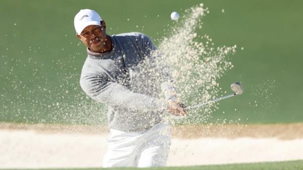 Tiger Woods in round 1 action on day 2 at the Masters