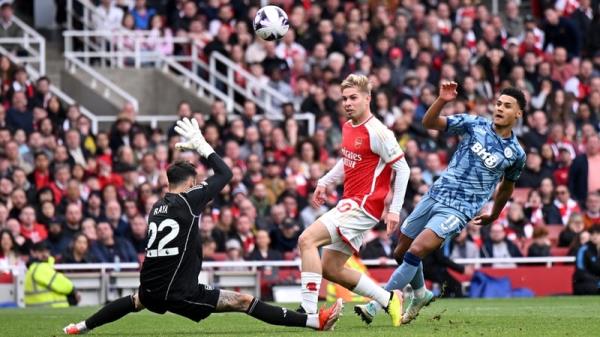 Ollie Watkins of Aston Villa scores