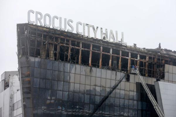 A view shows the Crocus City Hall co<em></em>ncert venue following Friday's deadly attack, outside Moscow, Russia, March 23, 2024. Sergei Vedyashkin/Moscow News Agency/Handout via REUTERS ATTENTION EDITORS - THIS IMAGE HAS BEEN SUPPLIED BY A THIRD PARTY. MANDATORY CREDIT.