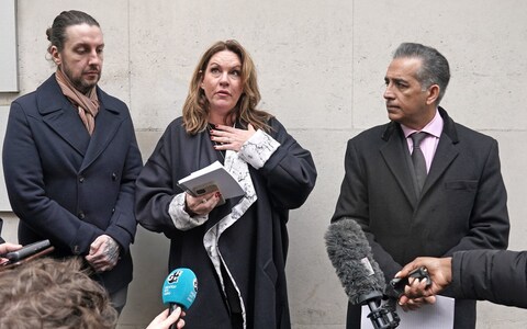 James Coates, son of Ian Coates, Emma Webber, mother of Barnaby Webber and Dr Sanjoy Kumar, father of Grace O'Malley-Kumar speak to the media