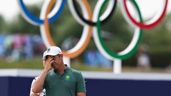 A frustrated McIlroy after finishing his round