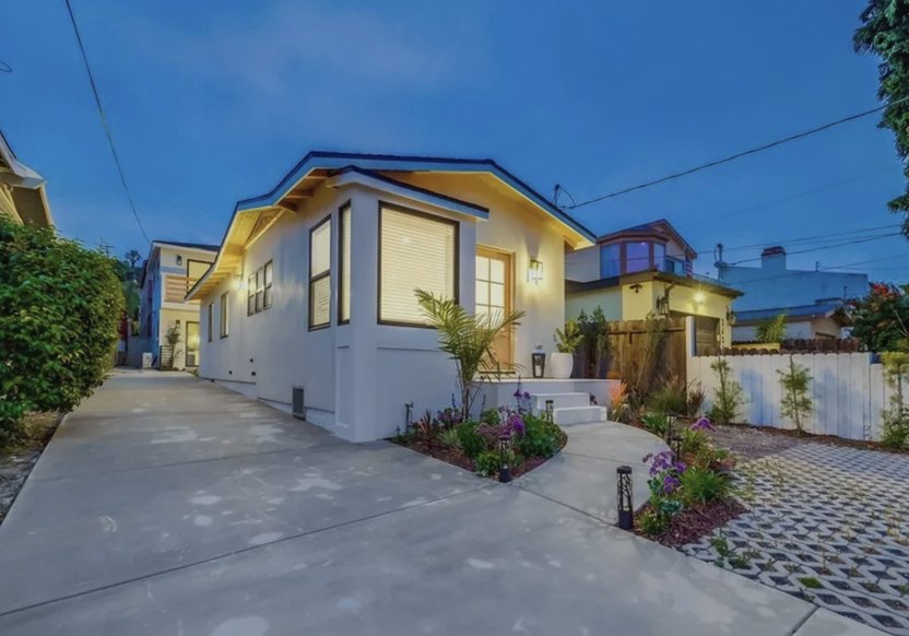 Los Angeles bungalow lit up