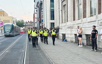 Police officers arrive at the scene