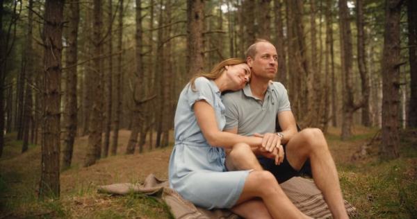 Screen grab from Kate Middleton cancer recovery video with Prince Harry and her children.