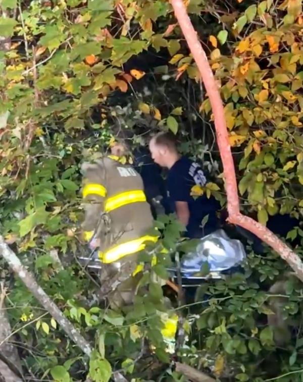 Rescue workers at the scene of wher<em></em>e Boye was found in embankment near Heiskell, Tennessee. 