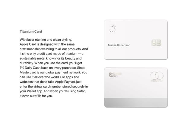 The Apple Card is a joint venture between the iPhone maker and Goldman Sachs.