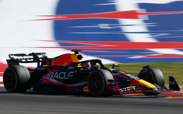 Max Verstappen of the Netherlands driving the (1) Oracle Red Bull Racing RB19 on track during the F1 Grand Prix of United States at Circuit of The Americas on October 22, 2023 in Austin, Texas