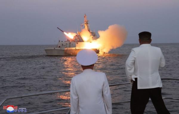 Kim Jong-un watches North Korea’s latest missile launch (Picture: AFP via Getty Images)