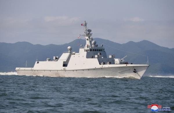 A ship is seen as North Korean leader Kim Jong Un (not pictured) inspects the Guards 2nd Surface Ship Flotilla of the East Sea Fleet of the Navy of the Korean People's Army (KPA), in this undated photo released by North Korea's Korean Central News Agency (KCNA) on August 21, 2023. KCNA via REUTERS ATTENTION EDITORS - THIS IMAGE WAS PROVIDED BY A THIRD PARTY. REUTERS IS UNABLE TO INDEPENDENTLY VERIFY THIS IMAGE. NO THIRD PARTY SALES. SOUTH KOREA OUT. NO COMMERCIAL OR EDITORIAL SALES IN SOUTH KOREA.