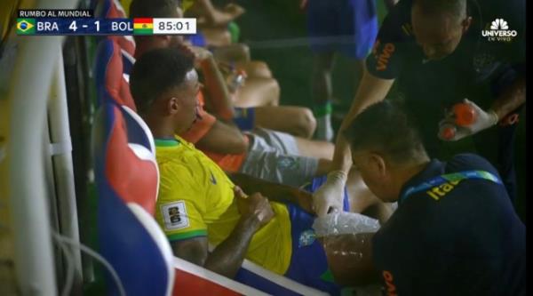 Gabriel Magalhaes was seen with an ice pack on his thigh after being substituted in Brazil's win over Bolivia