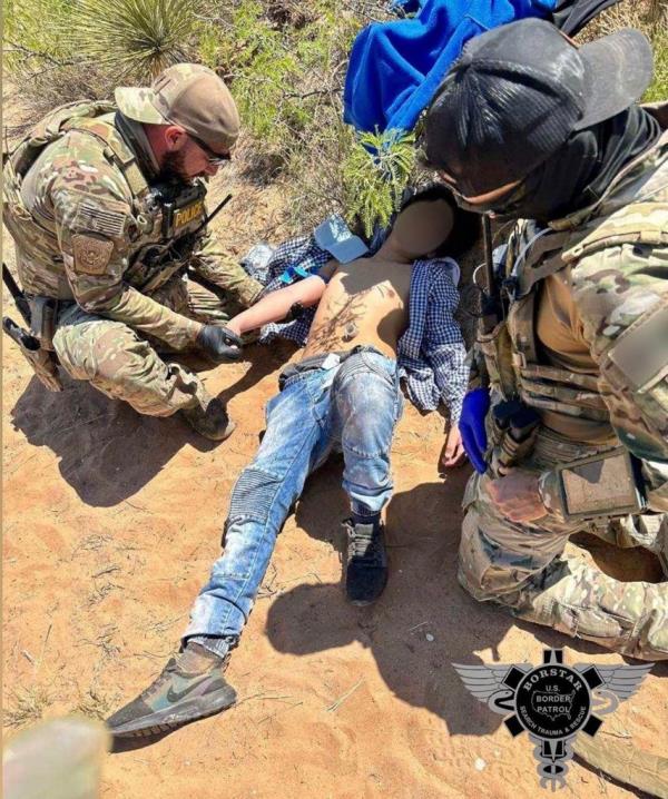 A migrant in need of medical attention gets care from Border Patrol's Search, Trauma and Rescue team, the agency posted on social media on Aug. 9. 