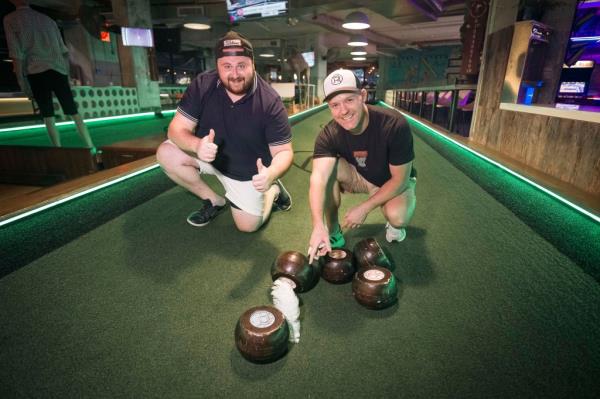 Reporter Alex Mitchell tried feather bowling with owner Dave Plate at The Randolph.