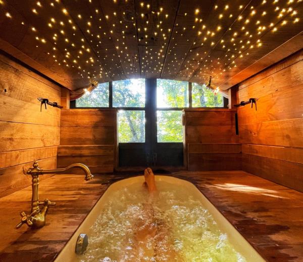 The tub in use, and in spa-style appeal.