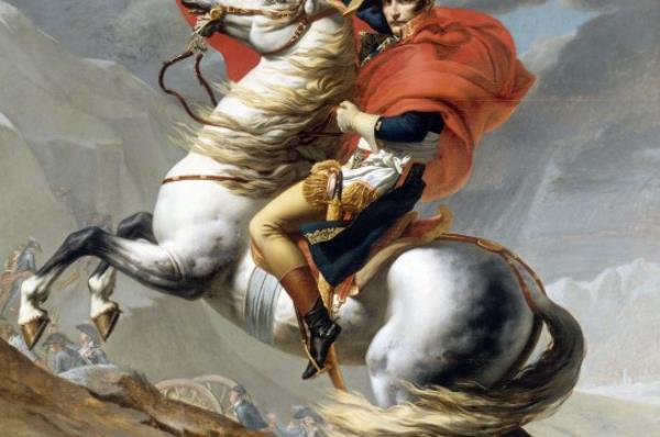 Napoleon Crossing the Saint-Bernard Pass, 20 May 1800. 1801-1802. Oil on canvas. 232 x 271 cm (91.3 x 106.7 in). Musee de l'Histoire de France, Versailles, France. (Photo by VCG Wilson/Corbis via Getty Images)