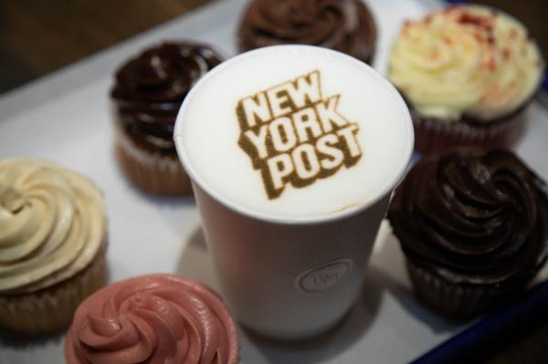 new york post logo on coffee at moka matcha cafe in midtown