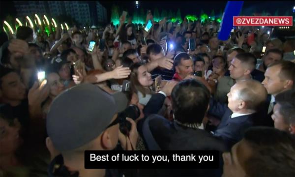 Vladimir Putin meets with supporters in Derbent, Dagestan