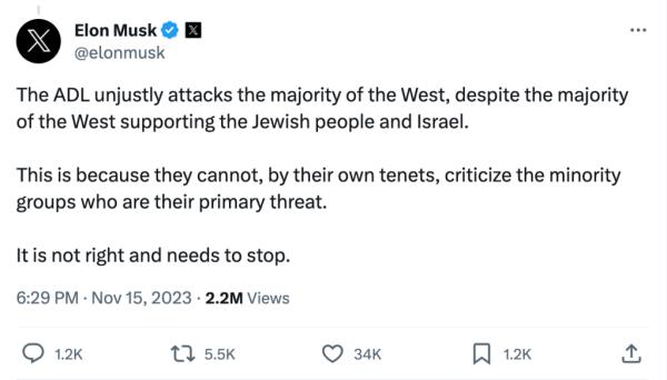 Elon Musk also targeted the Anti-Defamation League on X