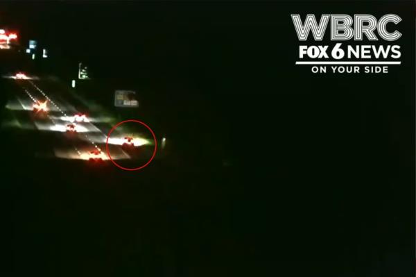 A screen shot of the traffic camera footage from Interstate 459 at mile marker 11.7 believed to show Russell’s car pulling over before she vanished.