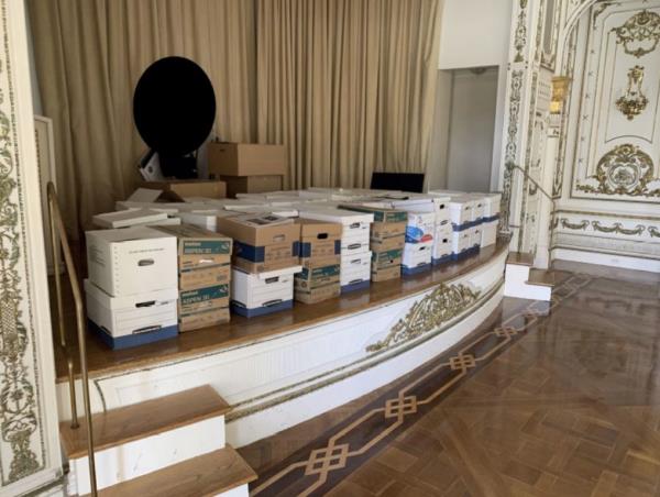 Boxes allegedly co<em></em>ntaining classified docu<em></em>ments found in Trump's Mar-a-Lago estate.